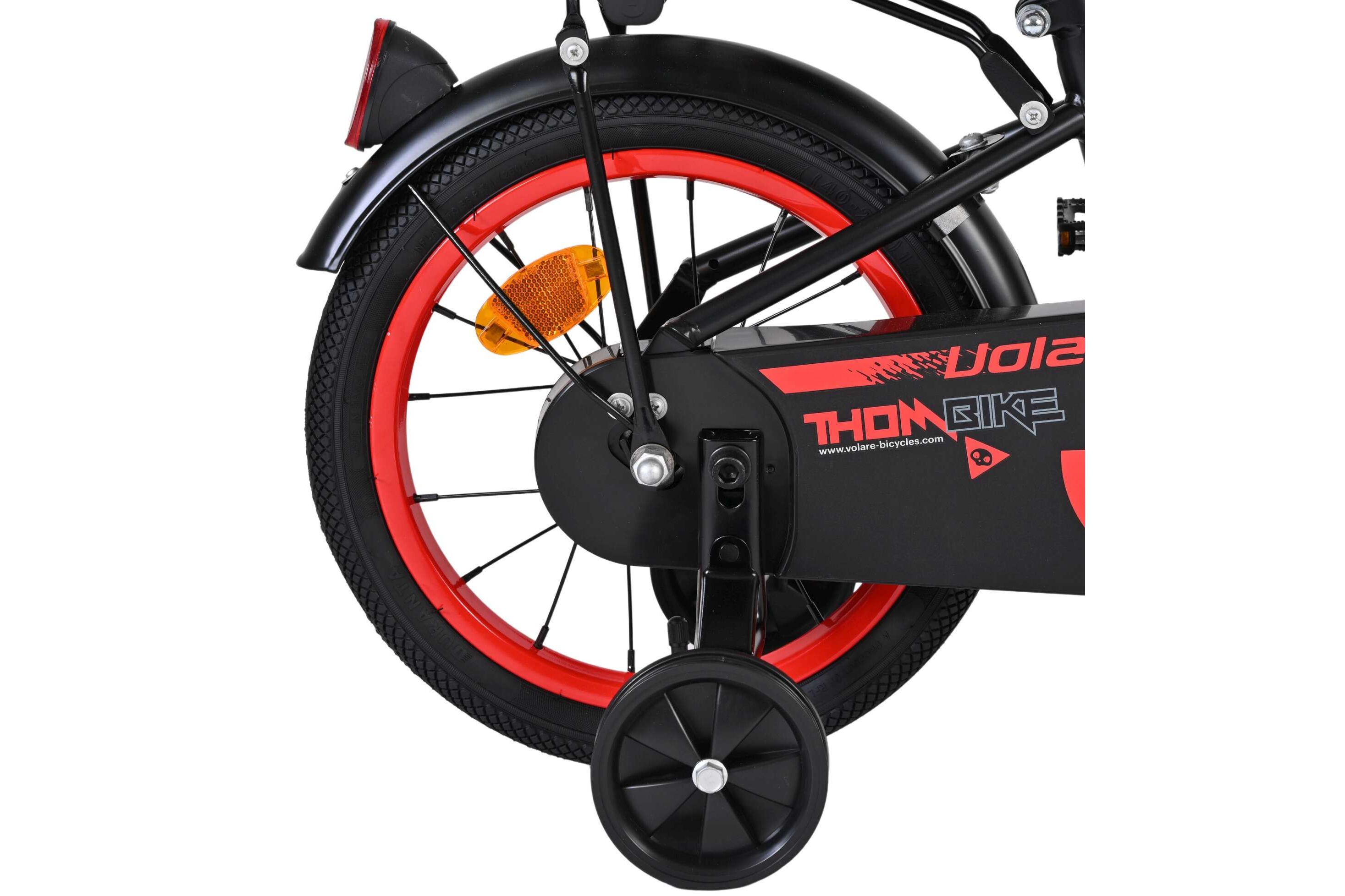Volare Kinderfahrrad Thombike für Jungen 14 Zoll Kinderrad in Schwarz Rot