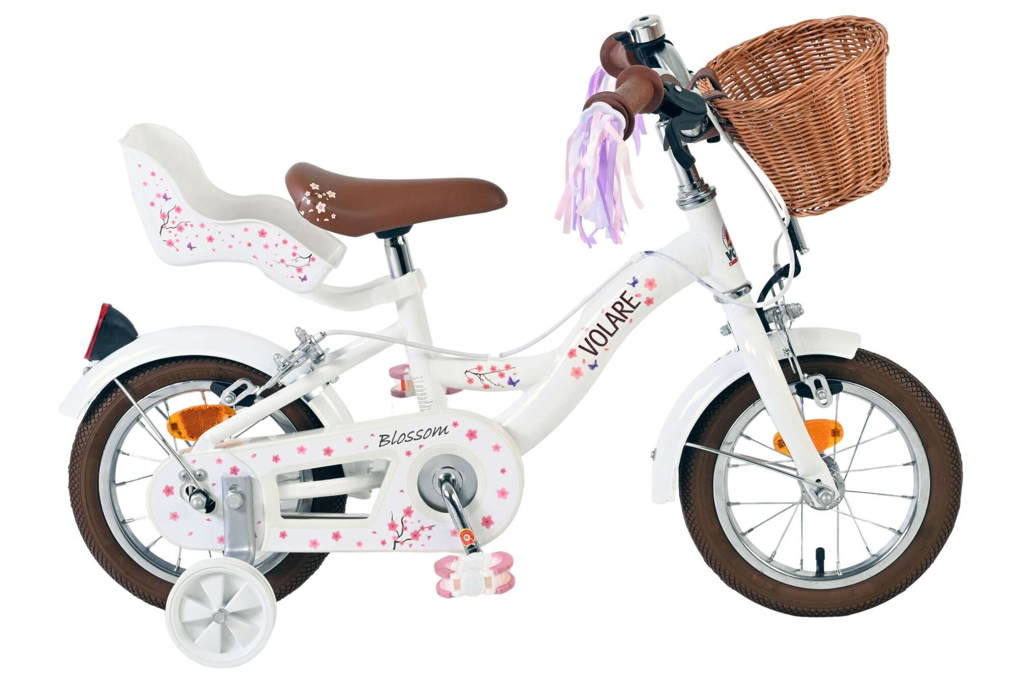 Volare Kinderfahrrad Blossom für Mädchen 12 Zoll Kinderrad in Weiß, Zwei Handbremsen Volare Kinderfahrrad Blossom für Mädchen 12 Zoll Kinderrad in Weiß, Zwei Handbremsen