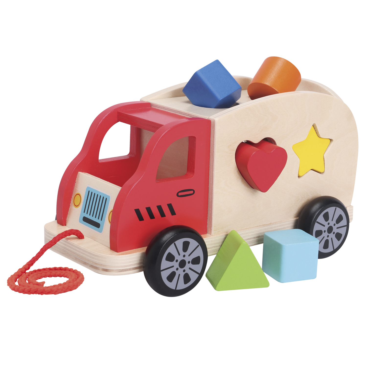 Zieh-Sortierspiel Auto 6 Steine Kinderspielzeug aus Holz Steckspiel