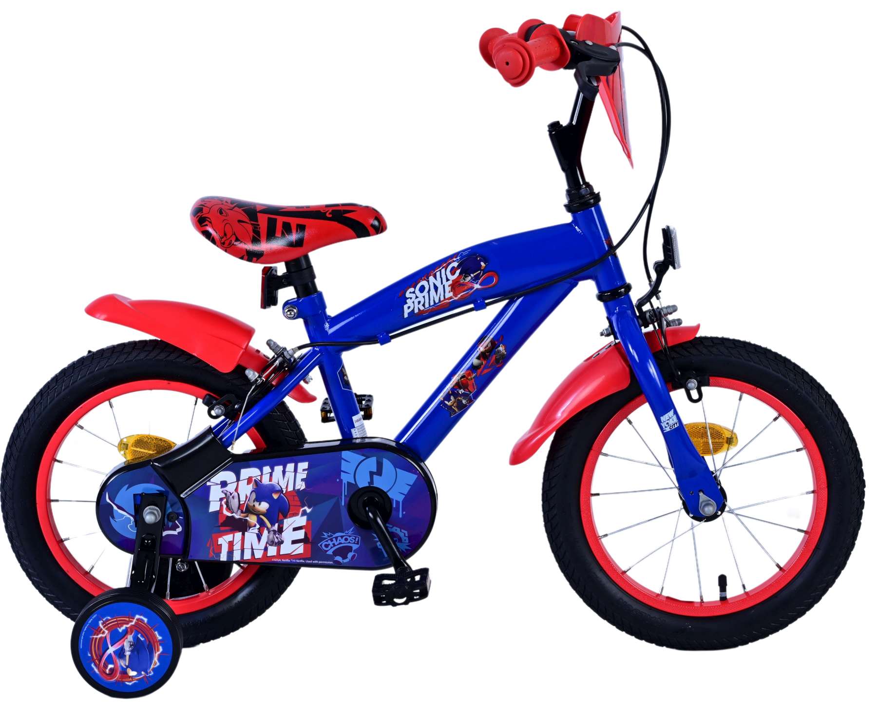 Kinderfahrrad Sonic Prime für Jungen 14 Zoll Kinderrad in Blau Rot