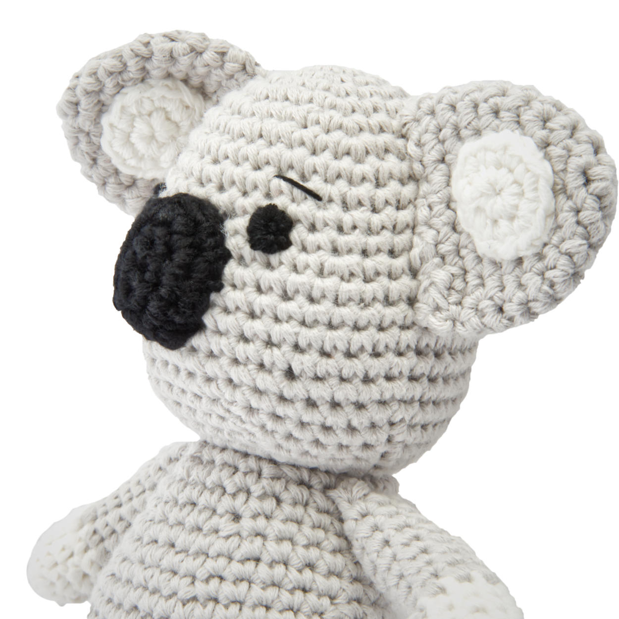 Handgestrickter Koala zur Geburt oder Babyparty aus Baumwolle