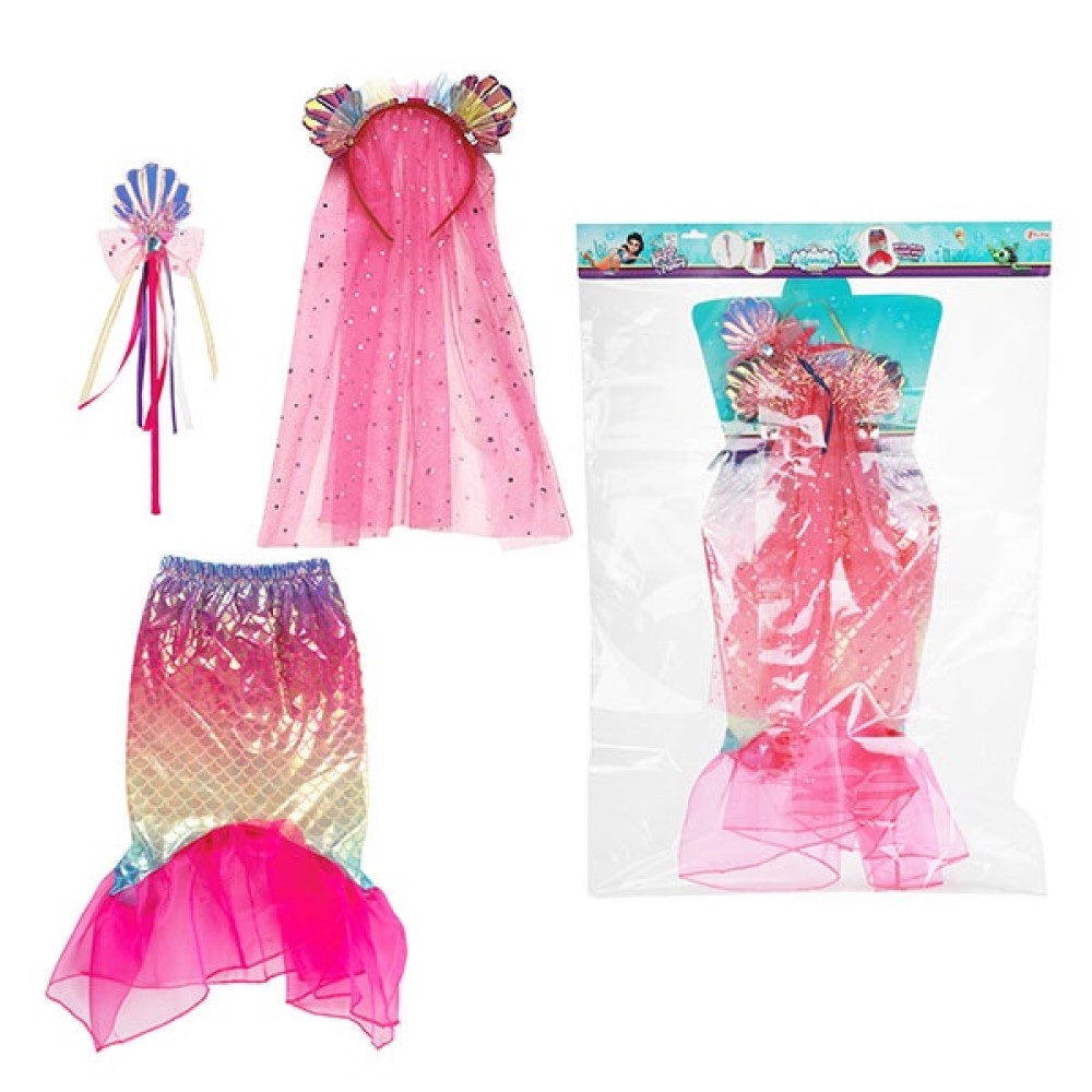 Kinder-Kostüm Meerjungfrau mit Diadem und Zauberstab