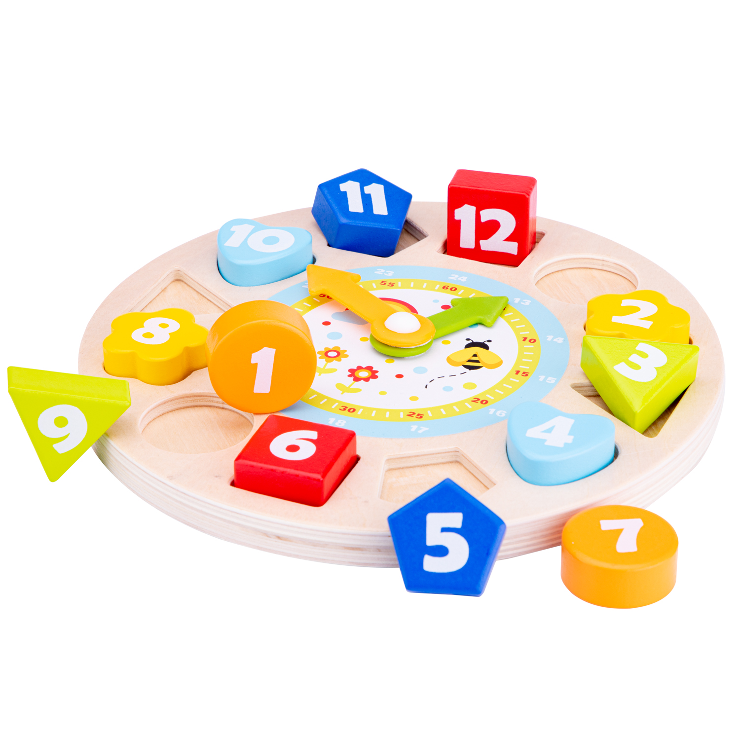 Puzzle Uhr Lernspielzeug für Kinder aus Holz mit Zahlen und Uhrzeiten