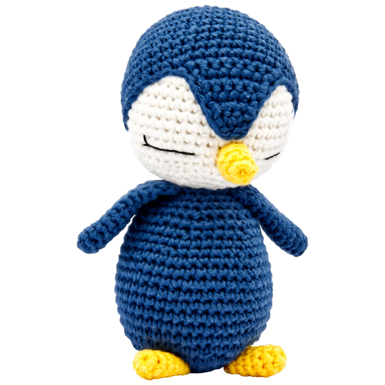 Handgestrickter Pinguin gehäkelt aus Baumwolle Spielzeug 16 cm