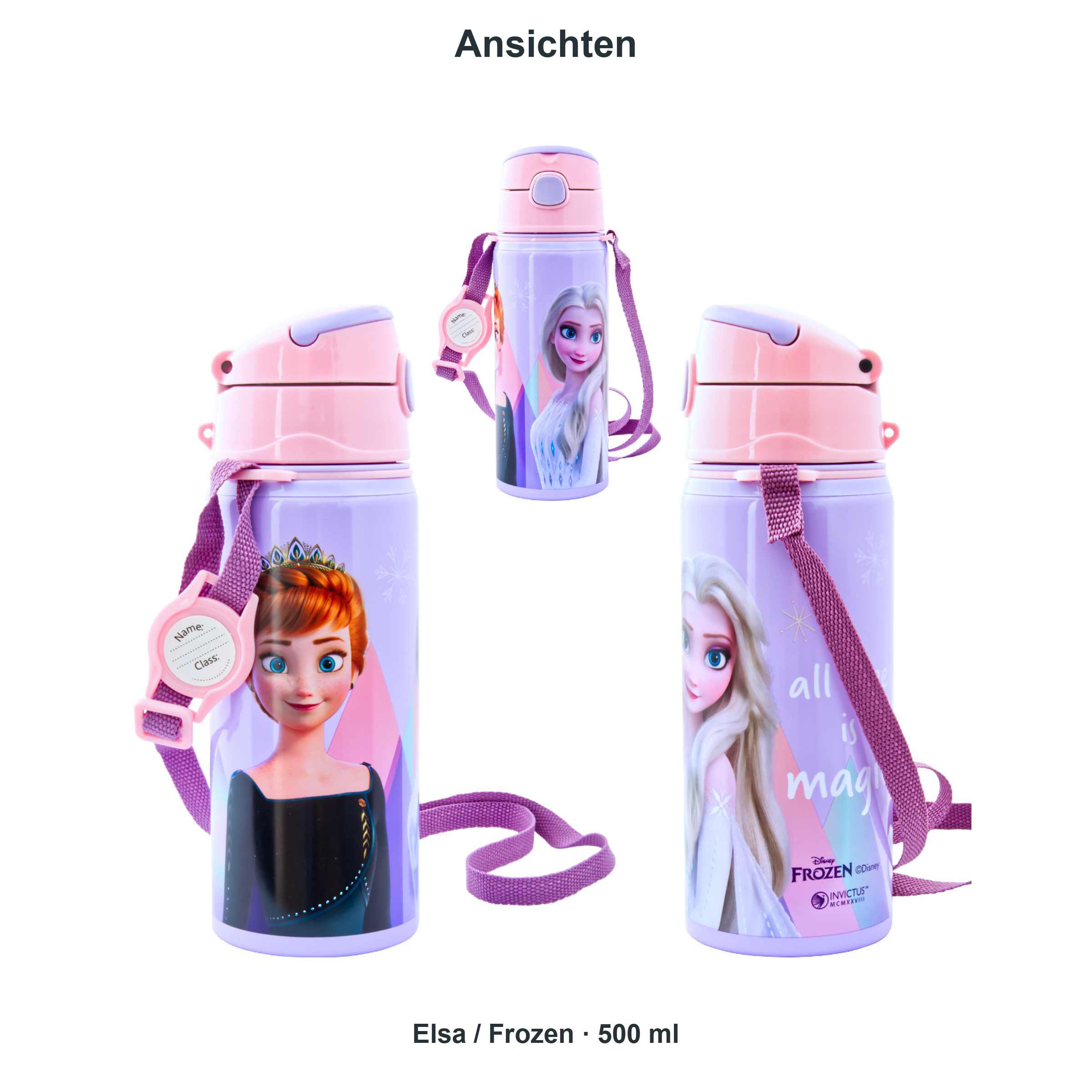 miniHeld Trinkflaschen-Set Elsa (Frozen) 2er-Pack, 2 Kinder Trinkflaschen Aluminium mit Tragegurt miniHeld Trinkflaschen-Set Elsa (Frozen) 2er-Pack, 2 Kinder Trinkflaschen Aluminium mit Tragegurt