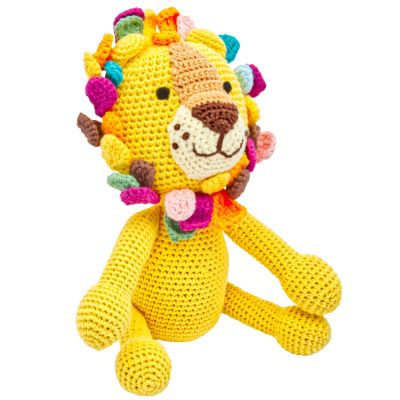 miniHeld Handgestrickter Löwe "Lio" gehäkelt Spielzeug 28 cm aus Baumwolle